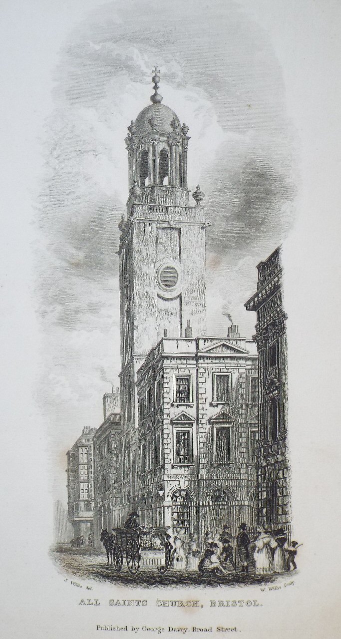 Print - All Saints Church, Bristol. - Willis